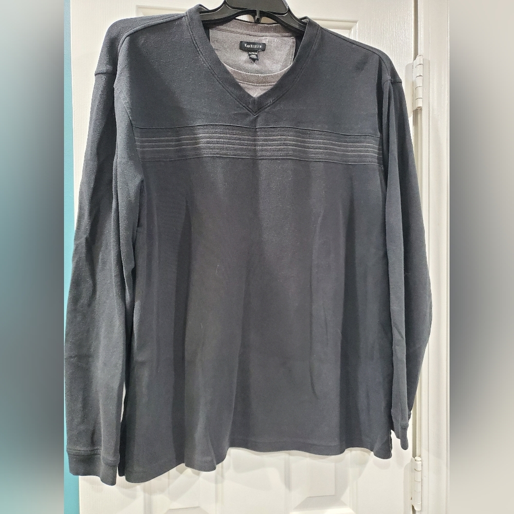 Grey Long Sleeve Shirt Van Heusen Size XL